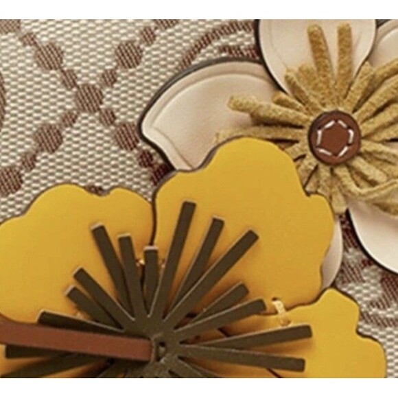 Tory Burch T Monogram Studio Shoulder Bag Hazelnut Floral Appliqué Crossbody NWT - Picture 5 of 6